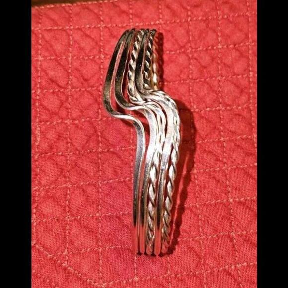 Vintage Signed 925 MEXICO  Braided CUFF BRACELET 6.5" Untested - Picture 2 of 7